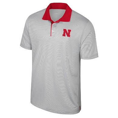 Men's Colosseum Gray Nebraska Huskers Big & Tall Tuck Striped Polo