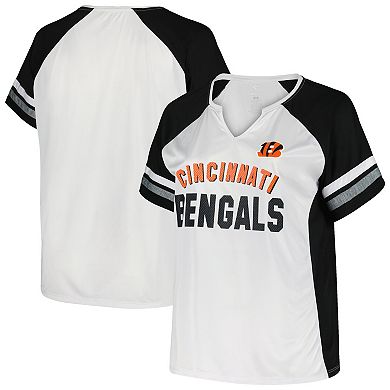 Women's Fanatics Branded White/Black Cincinnati Bengals Plus Size Color Block T-Shirt