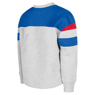 Girls Youth New Era Gray Chicago Cubs Colorblock Pullover Sweatshirt