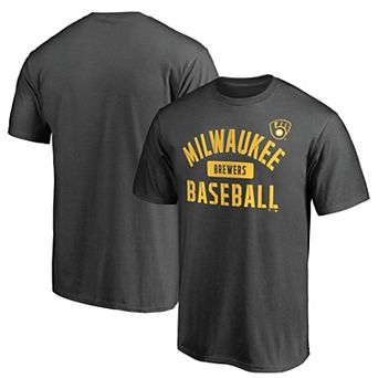 Men's Fanatics Branded Charcoal Milwaukee Brewers Iconic Primary Pill T-Shirt