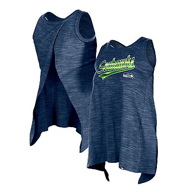 Women's New Era College Navy Seattle Seahawks Space Dye Active Tank Top