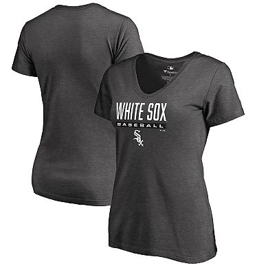 Women's Fanatics Branded Ash Chicago White Sox Win Stripe V-Neck T-Shirt