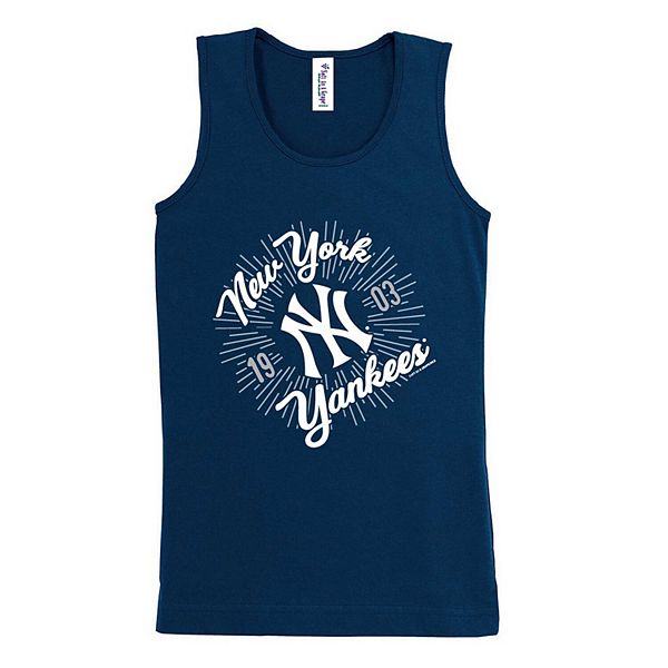 Girls Youth Soft as a Grape Navy New York Yankees Tank Top