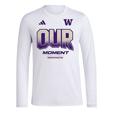 Unisex adidas White Washington Huskies 2024 On-Court Bench Our Moment Long Sleeve T-Shirt
