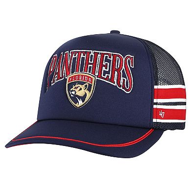 Men's '47 Navy Florida Panthers Sideband Stripes Trucker Snapback Hat