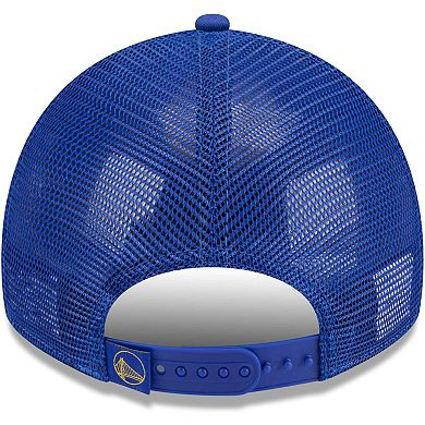 Men's New Era Royal Golden State Warriors Rough Edge Logo Trucker 9TWENTY Adjustable Hat