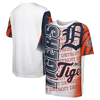 Youth Fanatics Branded White Detroit Tigers Impact Hit Bold T-Shirt