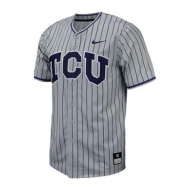 Men's Nike Gray TCU Horned Frogs Pinstripe Replica Baseball Jersey