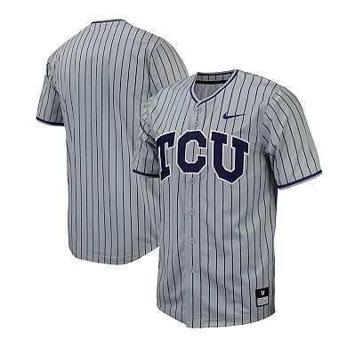 Men's Nike Gray TCU Horned Frogs Pinstripe Replica Baseball Jersey
