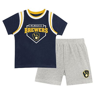 Toddler Fanatics Branded Navy/Gray Milwaukee Brewers Bases Loaded T-Shirt & Shorts Set