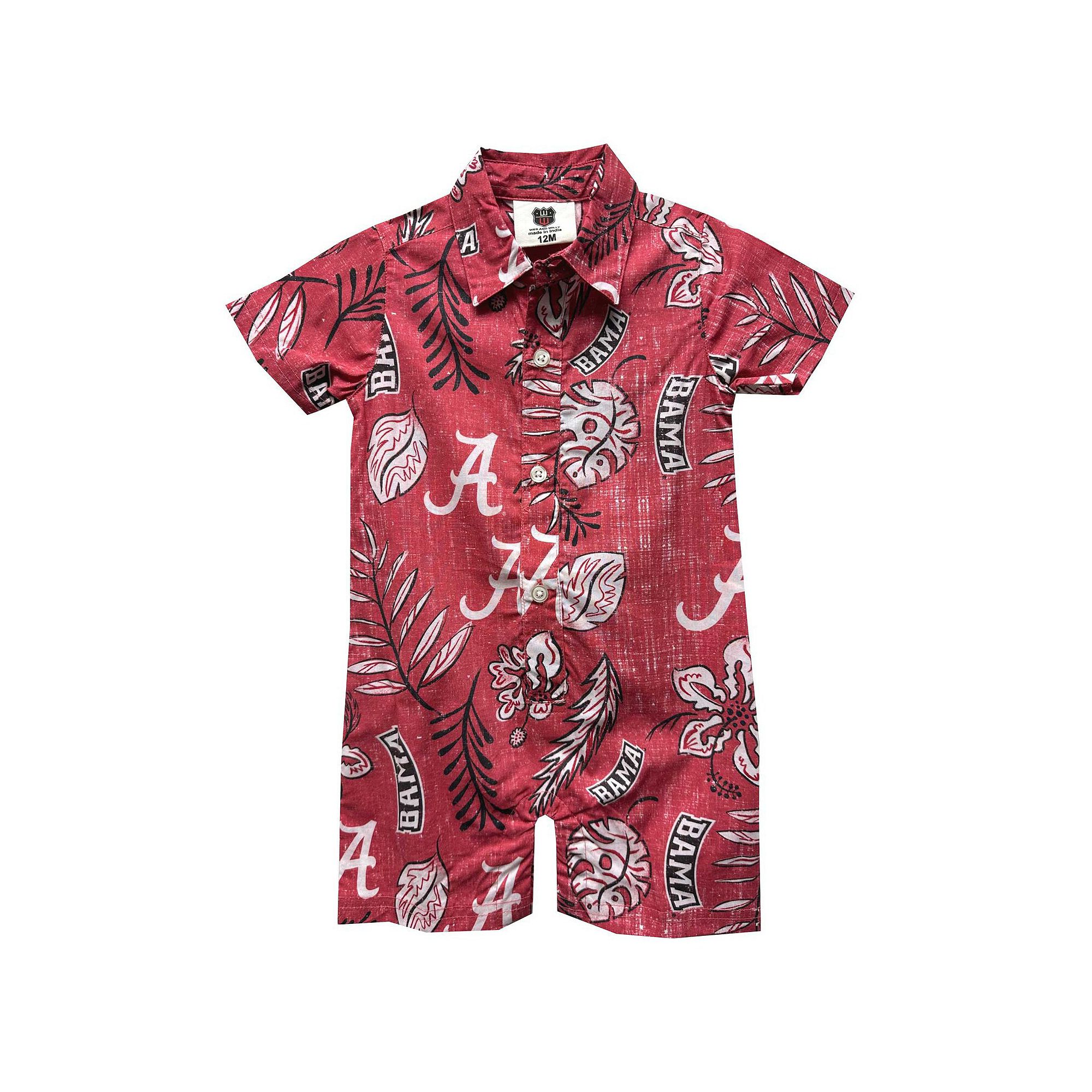 Infant Wes & Willy Crimson Alabama Crimson Tide Vintage Floral Romper, Boy