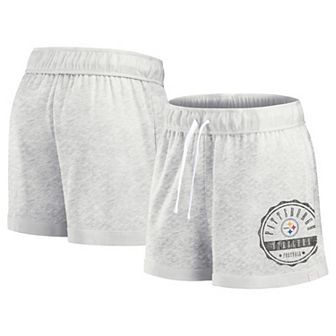 Women's Fanatics Branded Oatmeal Pittsburgh Steelers Vintage Badge Shorts