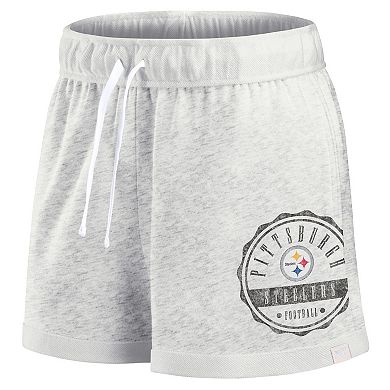 Women's Fanatics Branded Oatmeal Pittsburgh Steelers Vintage Badge Shorts
