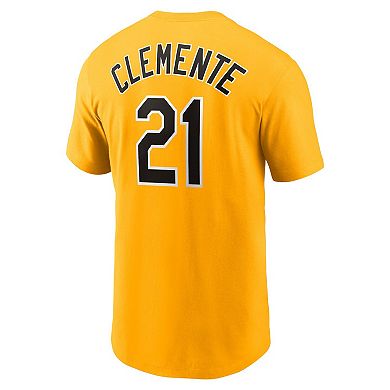 Men's Nike Roberto Clemente Gold Pittsburgh Pirates Fuse Name & Number T-Shirt