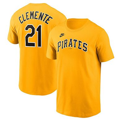 Men's Nike Roberto Clemente Gold Pittsburgh Pirates Fuse Name & Number T-Shirt