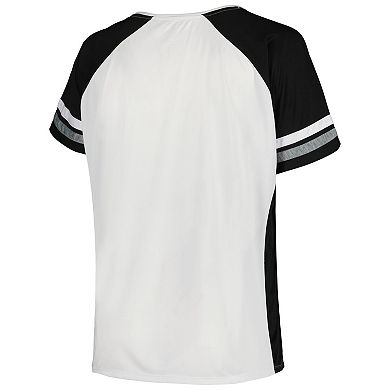 Women's Fanatics Branded White/Black Pittsburgh Steelers Plus Size Color Block T-Shirt