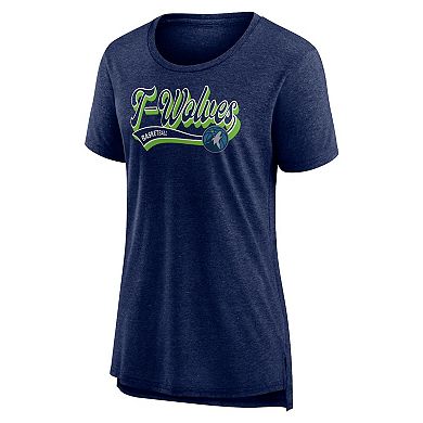Women's Fanatics Branded Heather Navy Minnesota Timberwolves League Leader Tri-Blend T-Shirt