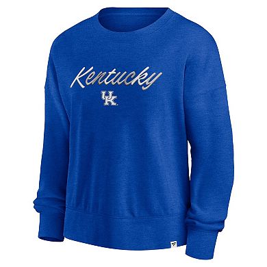 Women's Fanatics Branded Heather Royal Kentucky Wildcats Script Pullover Sweatshirt