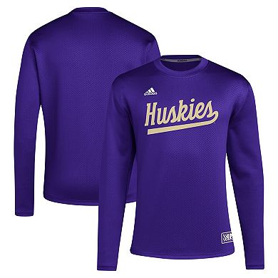Men's adidas Purple Washington Huskies Reverse Retro Baseball Script Pullover Sweatshirt