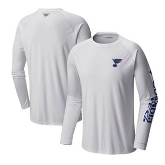 Men's Columbia White St. Louis Blues Terminal Tackle Omni-Shade Raglan Long Sleeve T-Shirt