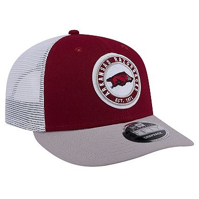 Men's New Era Cardinal Arkansas Razorbacks Throwback Circle Patch 9FIFTY Trucker Snapback Hat