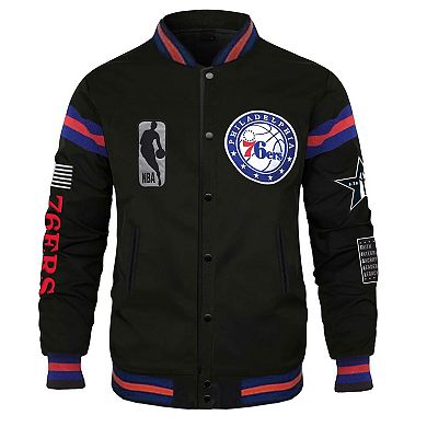 Unisex FISLL x Black History Collection  Black Philadelphia 76ers Full-Snap Varsity Jacket