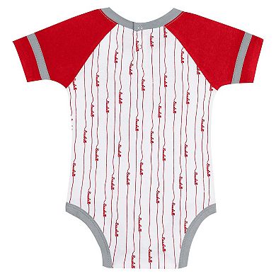 Newborn & Infant White Cincinnati Reds Base Hitter Bodysuit, Bib & Bootie Set