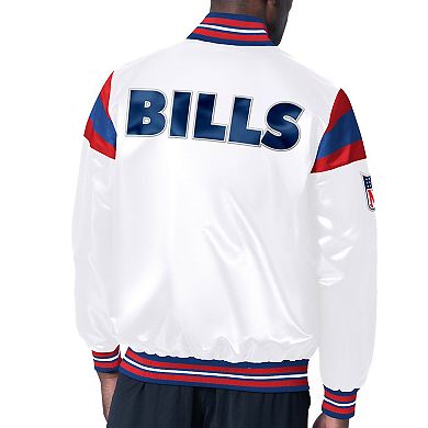 Men's Starter White/Royal Buffalo Bills Vintage Satin Full-Snap Varsity Jacket