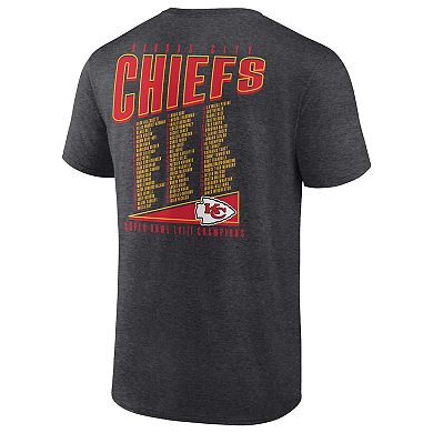 Men's Fanatics Branded Heather Charcoal Kansas City Chiefs Super Bowl LVIII Champions Roster Best Teammates T-Shirt