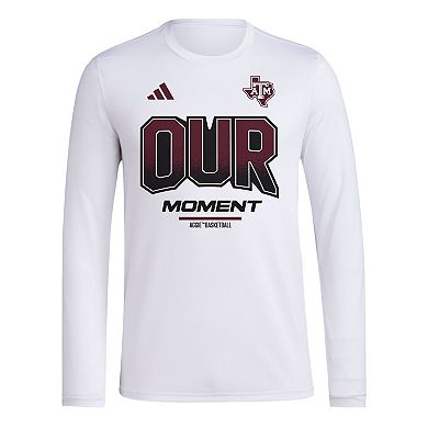 Unisex adidas White Texas A&M Aggies 2024 On-Court Bench Our Moment Long Sleeve T-Shirt