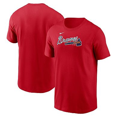 Men's Nike Red Atlanta Braves Fuse Wordmark T-Shirt