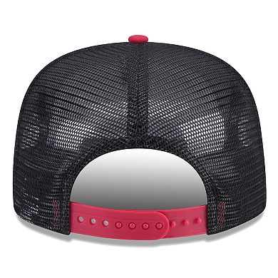 Men's New Era Black/Red Miami Heat Throwback Team Arch Golfer Snapback Hat