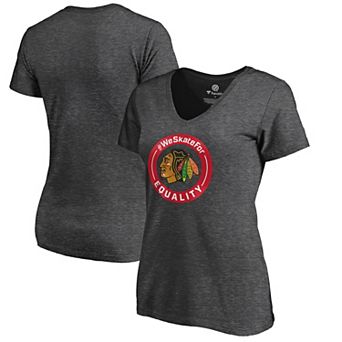 Women's Heather Gray Chicago Blackhawks #WeSkateFor V-Neck T-Shirt