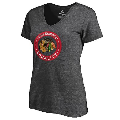 Women's Heather Gray Chicago Blackhawks #WeSkateFor V-Neck T-Shirt