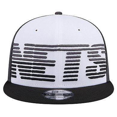 Men's New Era White/Black Brooklyn Nets Throwback Gradient Tech Font 9FIFTY Snapback Hat
