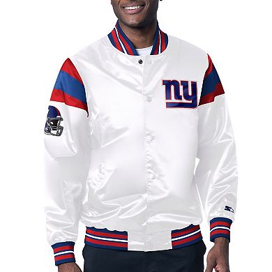 Men's Starter White New York Giants Satin Full-Snap Varsity Jacket