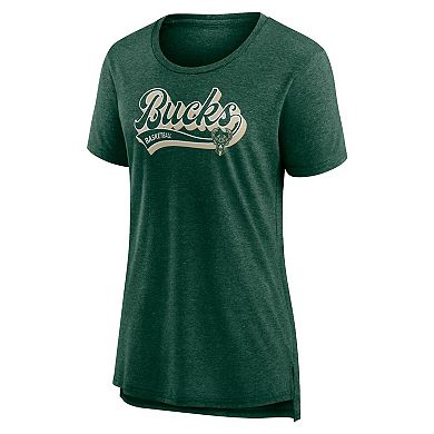 Women's Fanatics Branded Hunter Green Milwaukee Bucks League Leader Tri-Blend T-Shirt