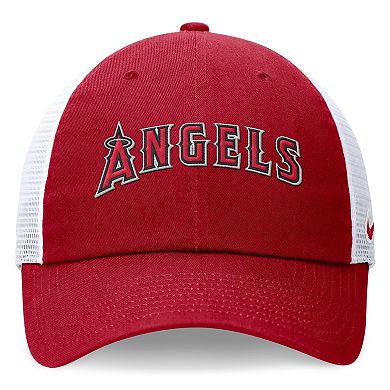 Men's Nike Red Los Angeles Angels Evergreen Wordmark Trucker Adjustable Hat