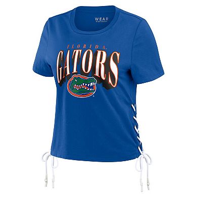 Women's WEAR by Erin Andrews Royal Florida Gators Side Lace-Up Modest Crop T-Shirt