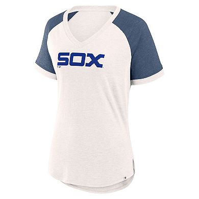 Women's Fanatics Branded White/Navy Chicago White Sox For the Team Slub Raglan V-Neck Jersey T-Shirt