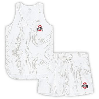 Women's Profile Cream Ohio State Buckeyes Plus Size Marble Tank Top and Short Set