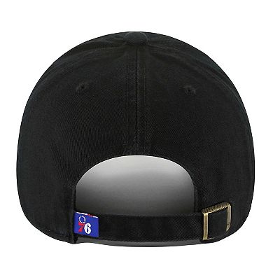 Men's '47 Black Philadelphia 76ers Core Logo Clean Up Adjustable Hat