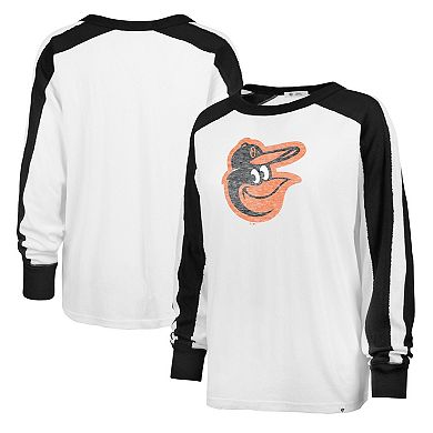 Women's '47 White Baltimore Orioles Plus Size Caribou Raglan Long Sleeve T-Shirt
