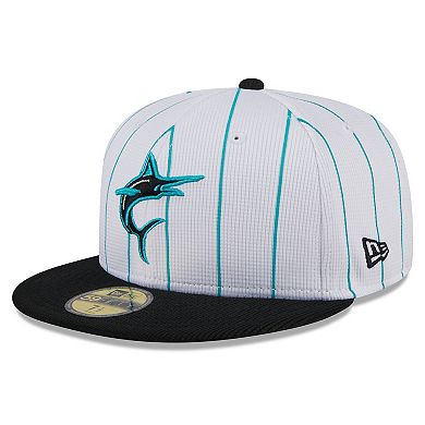 Youth New Era  White Miami Marlins 2024 Batting Practice 59FIFTY Fitted Hat