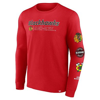 Men's Fanatics Branded Red Chicago Blackhawks Strike the Goal Long Sleeve T-Shirt