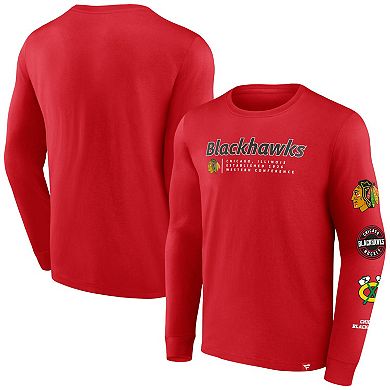 Men's Fanatics Branded Red Chicago Blackhawks Strike the Goal Long Sleeve T-Shirt