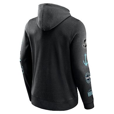 Men's Fanatics Branded Black Seattle Kraken Wild Winner Fleece Pullover Hoodie