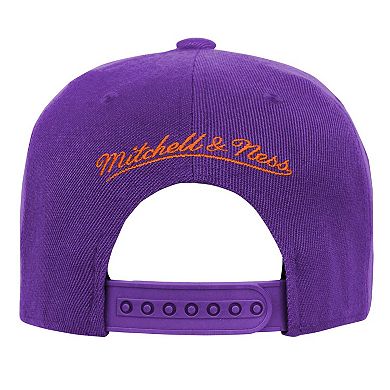 Youth Mitchell & Ness White/Purple Clemson Tigers Retro Sport Color Block Script Snapback Hat