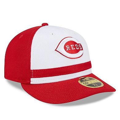 Men's New Era  White Cincinnati Reds 2024 Batting Practice Low Profile 59FIFTY Fitted Hat