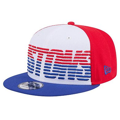 Men's New Era White/Blue Detroit Pistons Throwback Gradient Tech Font 9FIFTY Snapback Hat
